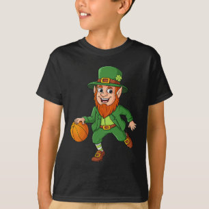 T-shirt Jour de la Saint Patrick Leprechaun Basket Lucky B