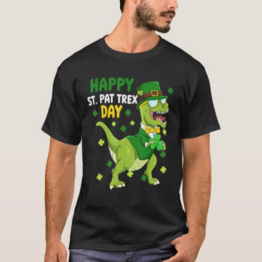 T-shirt Jour de la Saint Patrick Leprechaun Dinosaur Dino  (Devant)