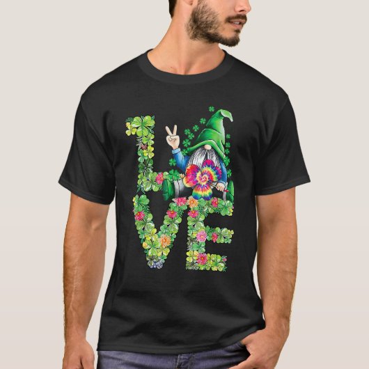 T-shirt Jour de la Saint Patrick Love Gnome Love Shamrock  (Devant)