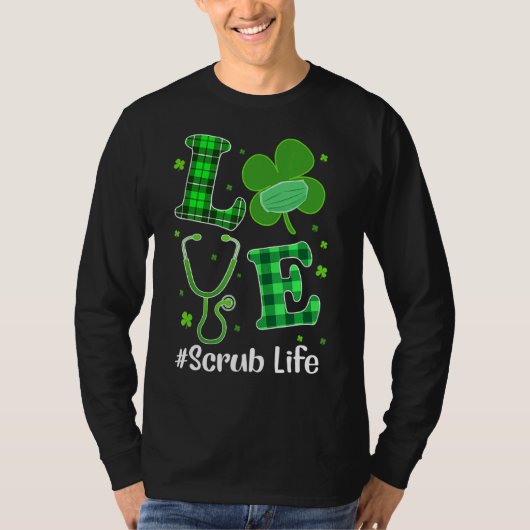 T-shirt Jour de la Saint Patrick Love Stethoscope Scrub Nu (Devant)