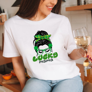 T-shirt Jour de la Saint Patrick Mignonne maman visage Ret