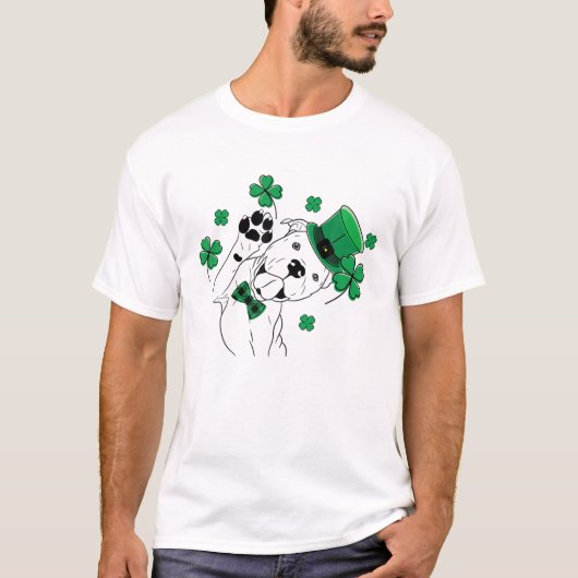 T-shirt Jour de la Saint Patrick Pitbull Hommes Shamrocks  (Devant)