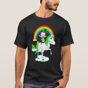 T-shirt Jour de la Saint-Patrick Poulet sur un licorne irl
