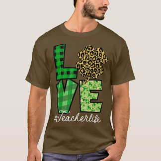 T-shirt Jour de la Saint Patrick Professeur Love Leopard S