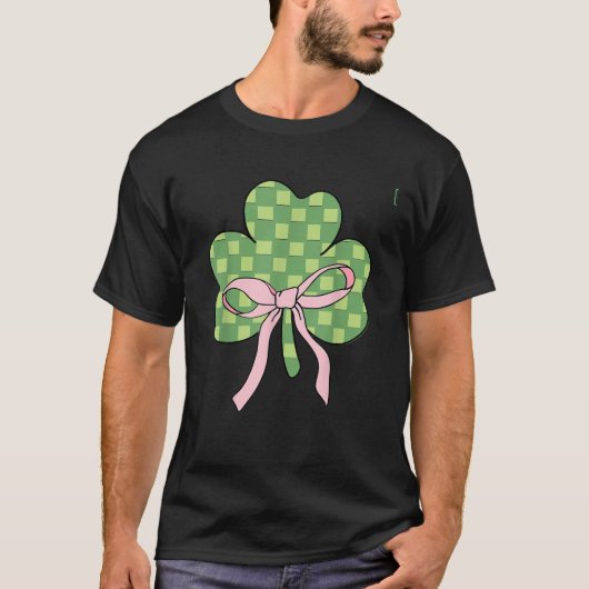 T-shirt Jour de la Saint Patrick Retro Clover Coquette Bow (Devant)