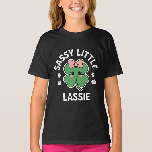 T-shirt Jour de la Saint Patrick Sassy Petite Lassie Enfan (Devant)