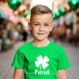 T-shirt Jour de la Saint Patrick Shamrock vert Nom personn