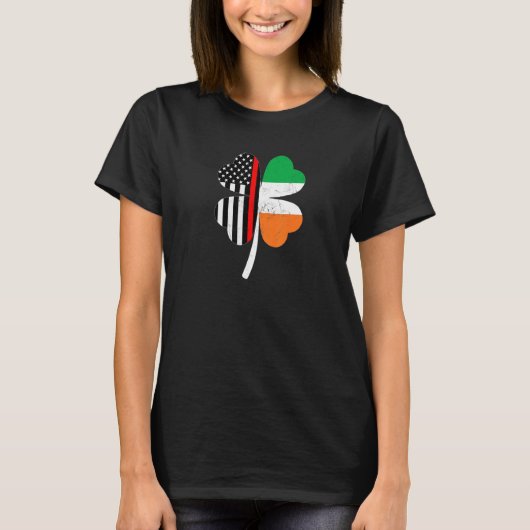 T-shirt Jour de la Saint Patrick Thin Red Line USA Drapeau (Devant)
