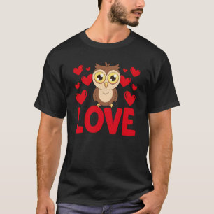 T-shirt Jour de la Saint-Valentin Cœurs Amour Hibou Animal
