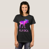 T-shirt Jour De L'Alaska Moose Aurora Borealis La Nuit (Devant entier)