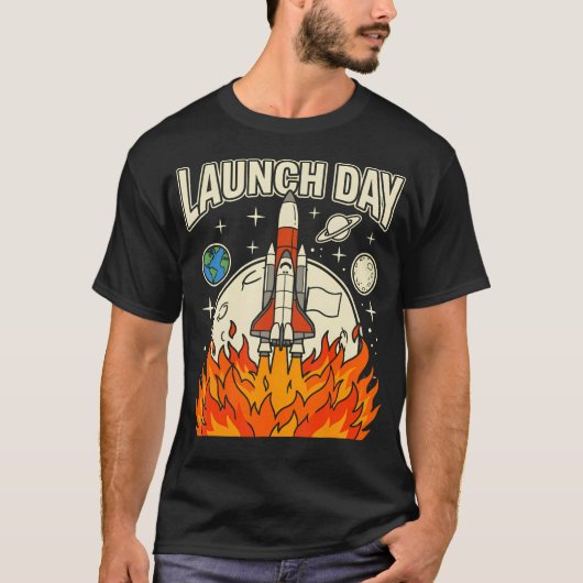 T-shirt Jour de lancement Fusée Lancement spatial Tige Sci (Devant)