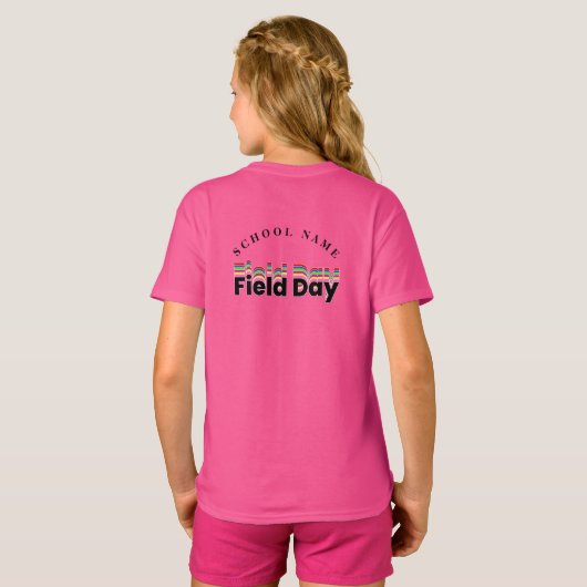 T-shirt Jour de l'école couleur rose Équipe Cheer Squad (Dos entier)