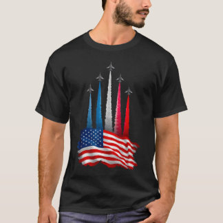 T-shirt Jour de l'Indépendance Drapeau Américain Avions à