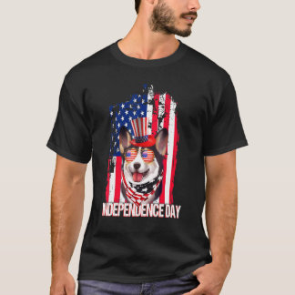 T-shirt Jour de l'Indépendance Drapeau Corgi 4 juillet