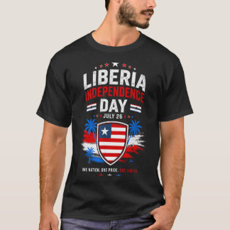 T-shirt Jour de l'indépendance du Liberia 26 juillet Drape
