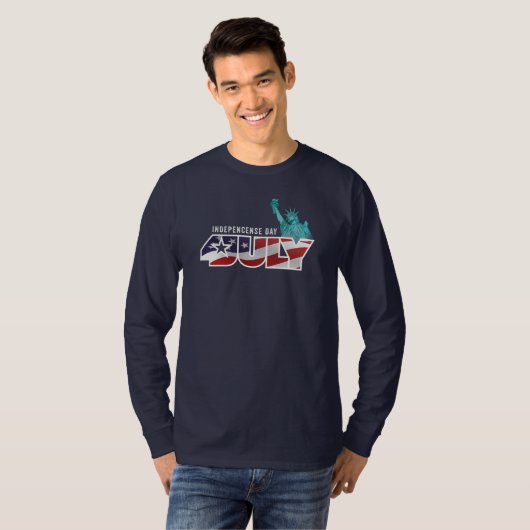 T-shirt Jour de l'indépendance | Hommes Long Sleeve (Devant entier)