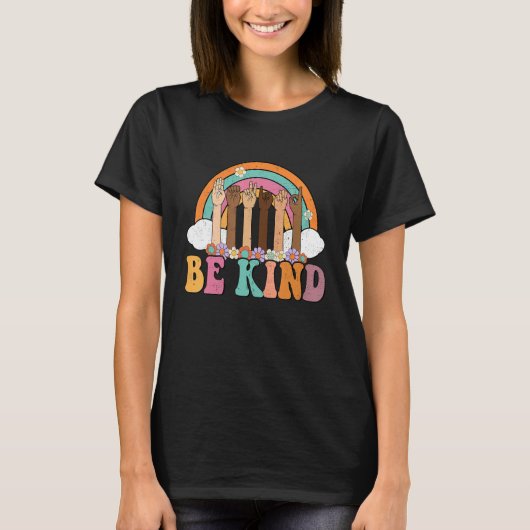 T-shirt Jour de l'Unité Hippie Enseignant Be Kind Rainbow  (Devant)