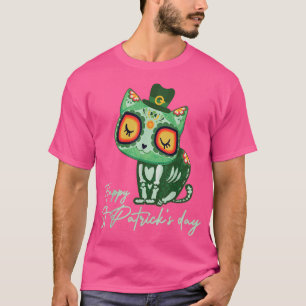 T-shirt Jour de mort Crâne de sucre Chat Leprechaun Casque