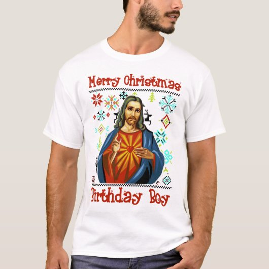 T-shirt Jour de naissance de clipart de Jésus-Christ (Devant)