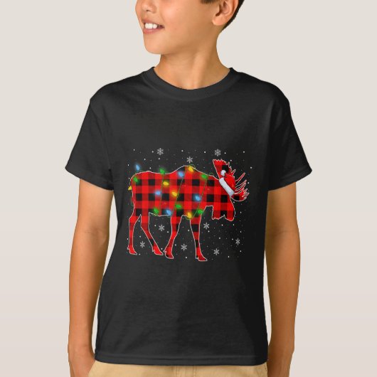T-shirt Jour de Noël Éclairage Buffle Plaid Père Noël Moos (Devant)