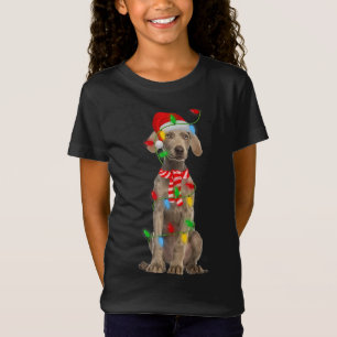 T-Shirt Jour de Noël Lumière Père Noël Weimaraner Chien No