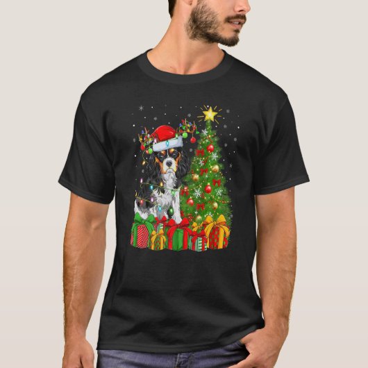 T-shirt Jour de Noël Lumières Père Noël Anglais Setter Chi (Devant)