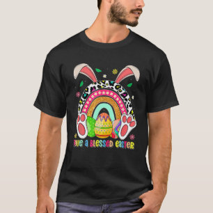 T-shirt Jour de Pâques Arc-en-ciel Les Oeufs Léopard Bunny
