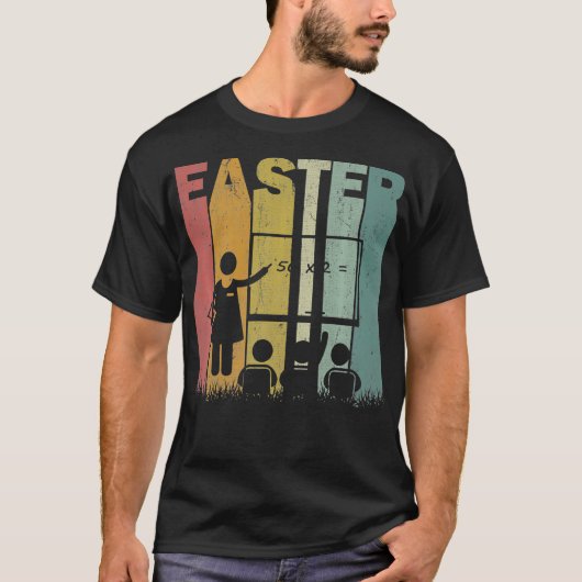 T-shirt Jour de Pâques Enseignant Math Retro Graphisme Fun (Devant)