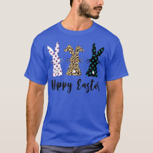 T-shirt Jour de Pâques Leopard Trois Lapins Lapin Joyeux J