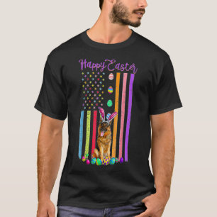 T-shirt Jour de Pâques Œufs américains Drapeau Chien berge