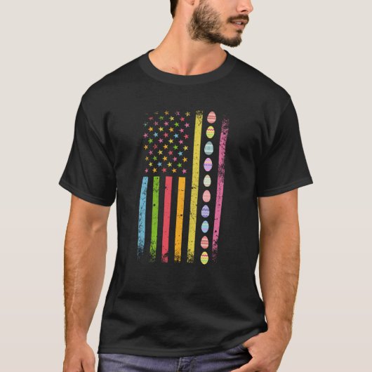 T-shirt Jour de Pâques Oeufs américains Drapeau Patriotiqu (Devant)