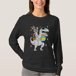 T-shirt Jour de Pâques Rabbit équitation T Rex Oeufs Drôle