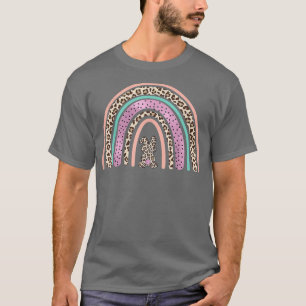 T-shirt Jour de Pâques Rainbow Leopard Bunny Egg Chasse Fe