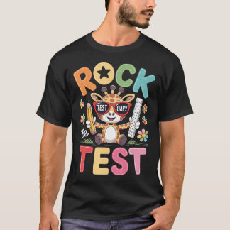 T-shirt Jour de test de roche drôle de girafe Examen Jour