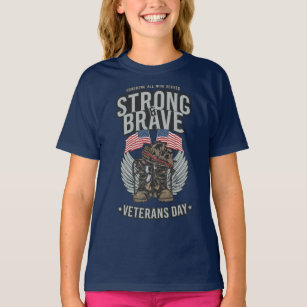 T-shirt Jour des anciens combattants fort et courageux USA