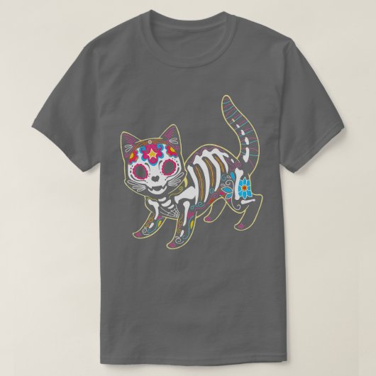 T-shirt Jour des Chats Noirs du crâne Sugar Morts (Design devant)