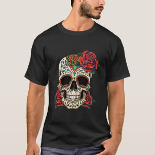 T-shirt Jour des Crânes de Sucre Fleuris Dia De Los Muerto