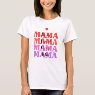 T-shirt Jour des Mères Cute Mama Personnalisé Enfants Nom 