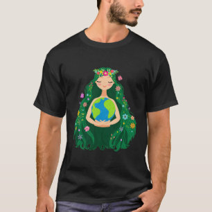 T-shirt Jour des Mères Verts Gaia Sauvez notre planète