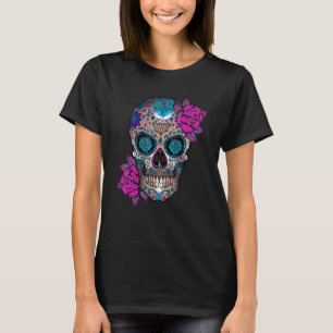 T-shirt Jour Des Morts Fleur De Sucre Crâne Dia De Los Mue