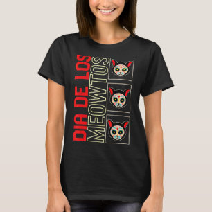T-shirt Jour Des Morts Meowtos Chat Crâne De Sucre Mexique