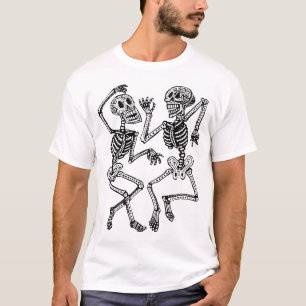 T-shirt Jour des morts - squelettes vintages de danse