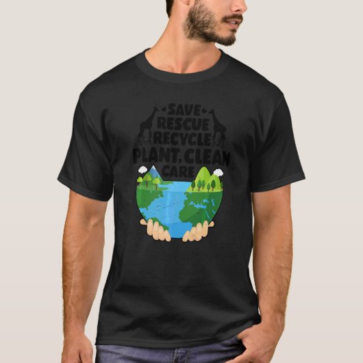 T-shirt Jour des terres Enregistrer Secourir Recycler Plan (Devant)