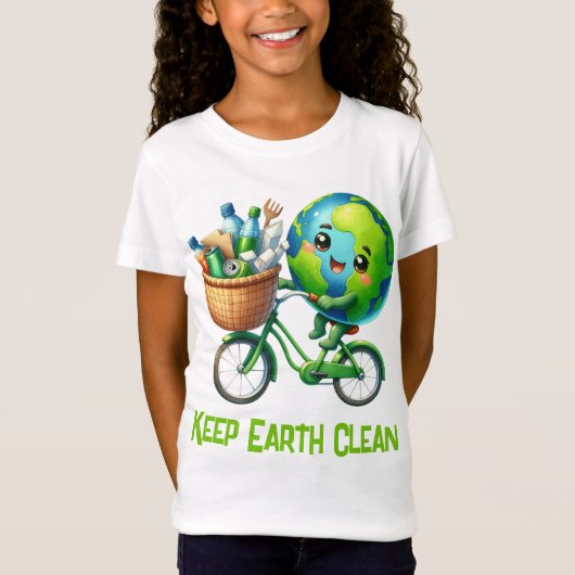 T-Shirt Jour des terres Garder la planète propre Vélo Plan (Devant)