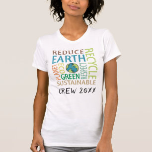 T-shirt Jour des terres Word Art Crew 20XX Personnalisé