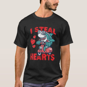 T-shirt Jour des valentines de mignons garçons Dinosaure T
