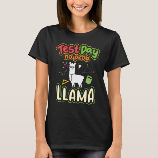 T-shirt Jour d'essai No Prob Llama Professeur Test d'exame (Devant)