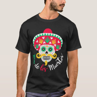 T-shirt Jour Dia De Los Muertos Du Crâne Morte Avec Somb