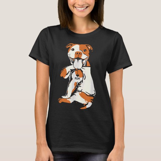 T-shirt Jour Drôle Chien Pitbull I Love Maman (Devant)