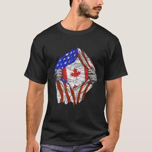 T-shirt Jour du Canada, drapeau américain (Devant)